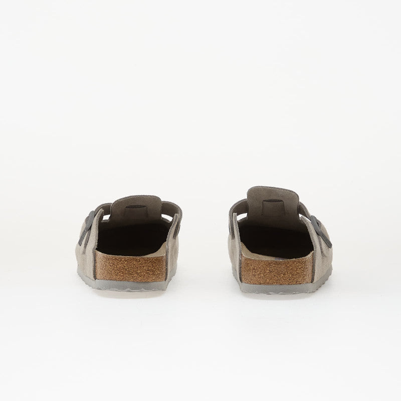 Birkenstock Boston Soft Footbed Suede Leather Stone Coin