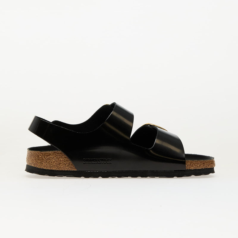 Birkenstock Milano Big Buckle Natural Leather Patent High-Shine Black