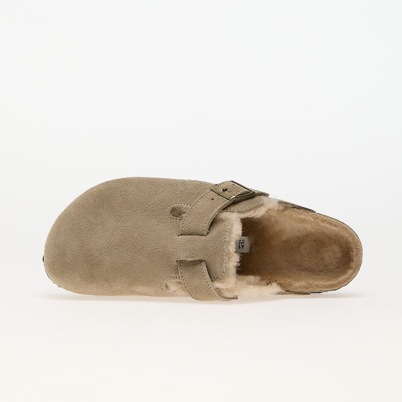 Birkenstock Boston Shearling Suede Leather/Fur Taupe