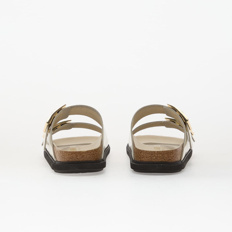 Birkenstock Arizona Droplet Buckle Natural Leather Patent Women High-Shine Ecru