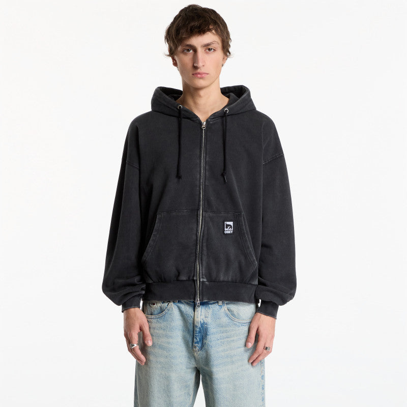 Obey Post Zip Hood Dusty Black Limo