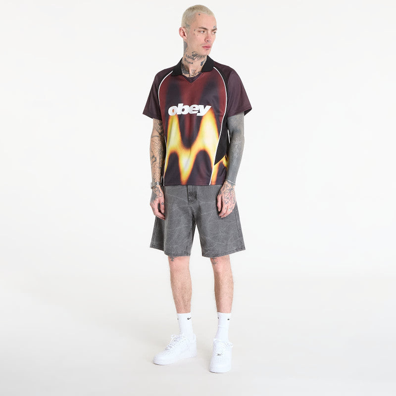 OBEY Blurred Soccer Jersey Burnt Red