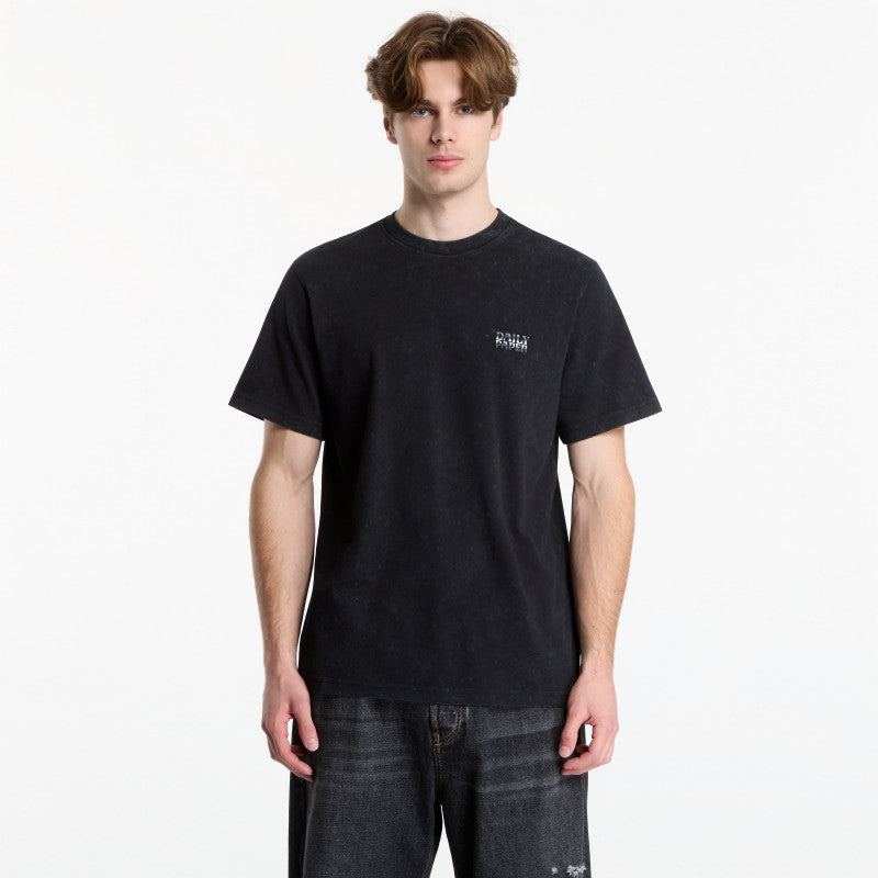 Daily Paper Textured Metallic Shield T Shirt Washed Black