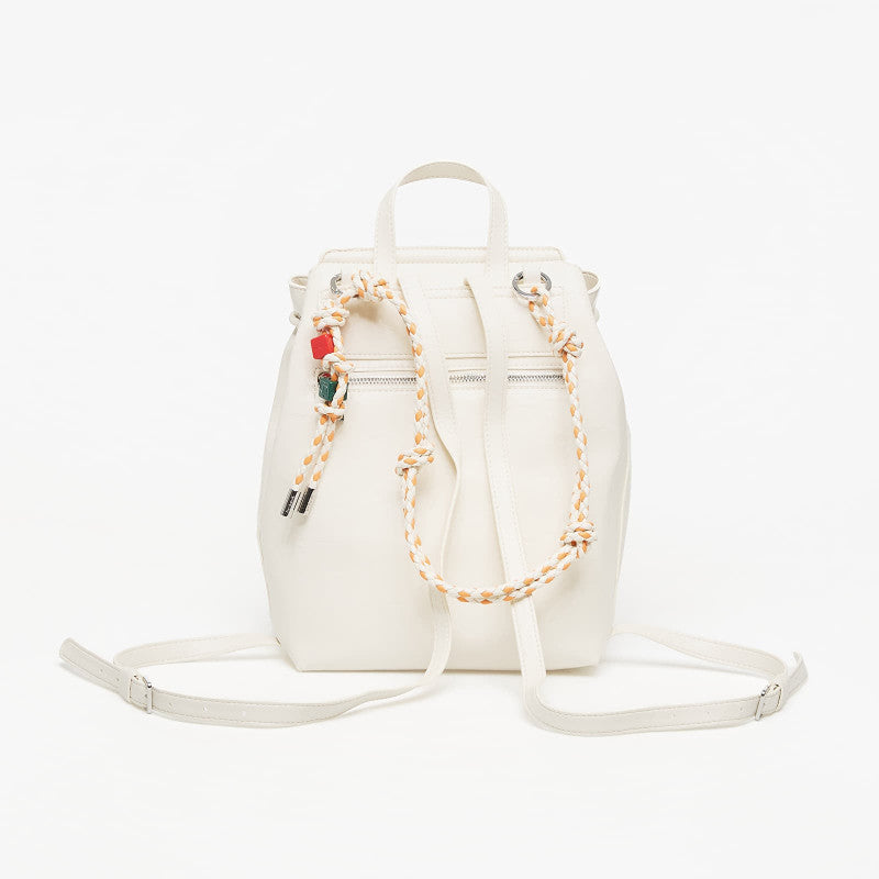 Desigual Back Half Logo Luena Mini Ecru Backpack White