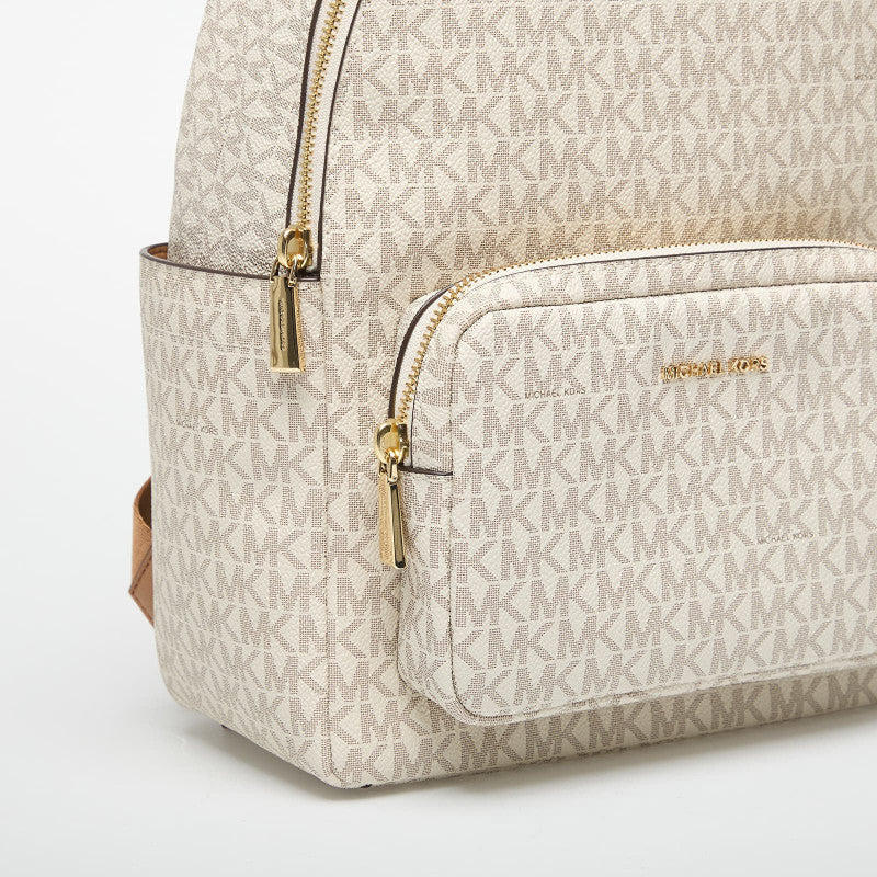 Michael Kors Tanner Medium Signature Logo Backpack Vanilla/ Acorn