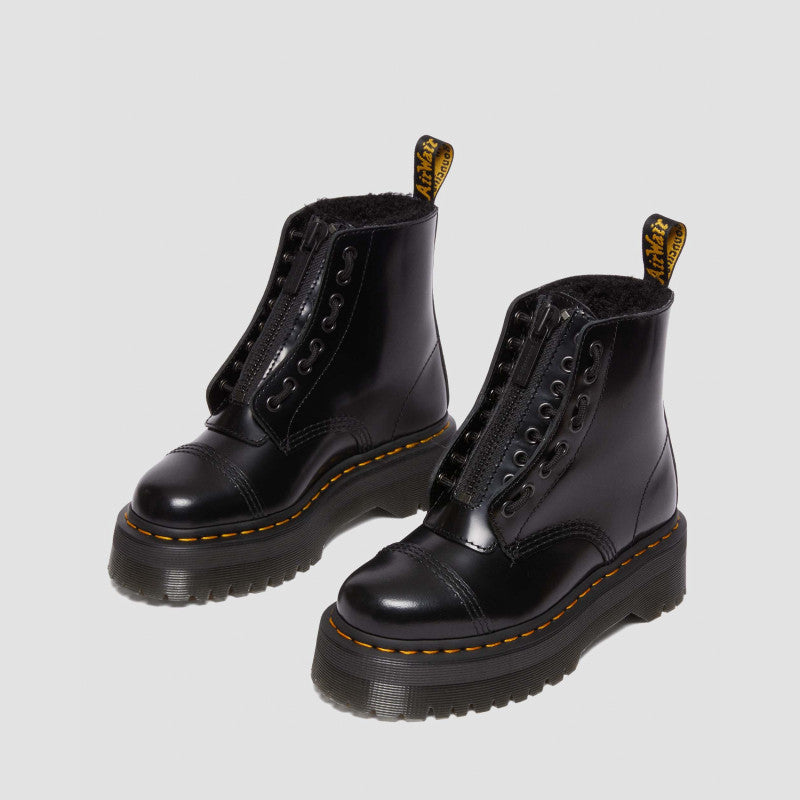 Dr. Martens Sinclair FL Black Buttero & Black Faux Sheepskin