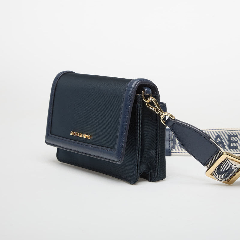 Michael Kors Jet Set Small Nylon Gabardine Smartphone Crossbody Bag Navy