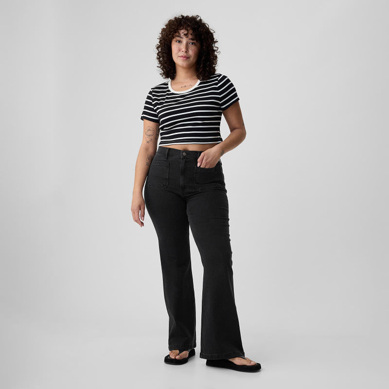 Jeansy GAP Denim Pants Flare Basic Black