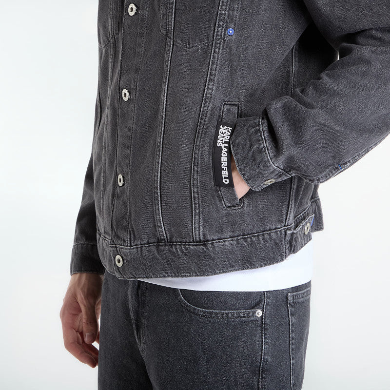Karl Lagerfeld Jeans Regular Denim Jacket Washed Dark Grey
