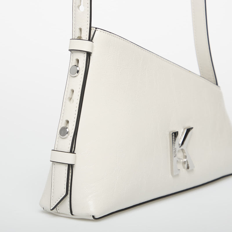 Karl Lagerfeld Jeans Geo Lthr Shoulderbag Shiny Off White