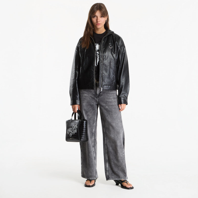 Karl Lagerfeld Jeans Karlism Pu Bomber Black
