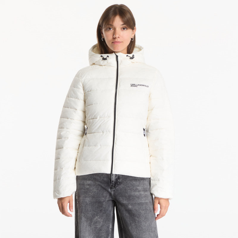 Karl Lagerfeld Jeans Light Padded Logo Jacket Egret
