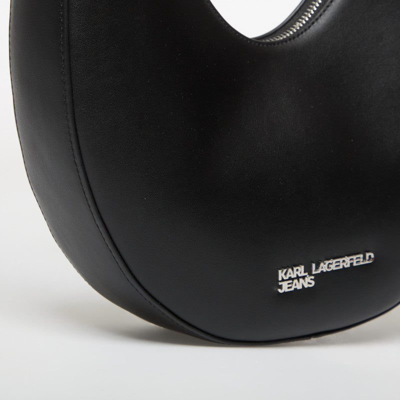 Karl Lagerfeld Jeans Rounded Leather Hobo Black