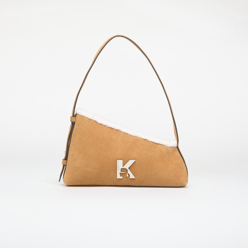 Karl Lagerfeld Jeans Geo Suede Shoulder Bag Fur Brown
