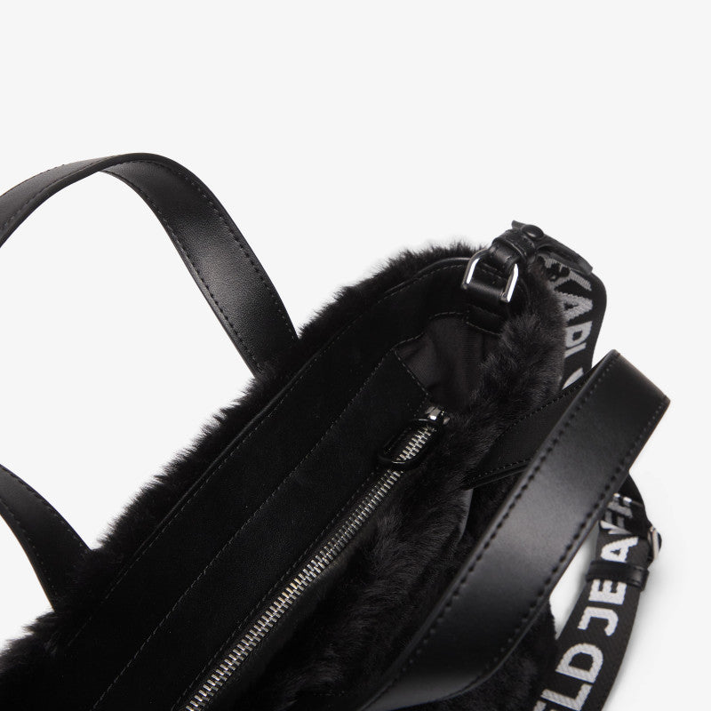 Karl Lagerfeld Jeans Box Logo Mini Tote Furry Black