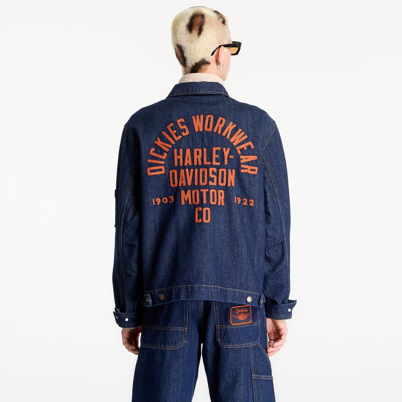 Dickies x Harley Davidson M X Hoodie Denim Jacket Blue
