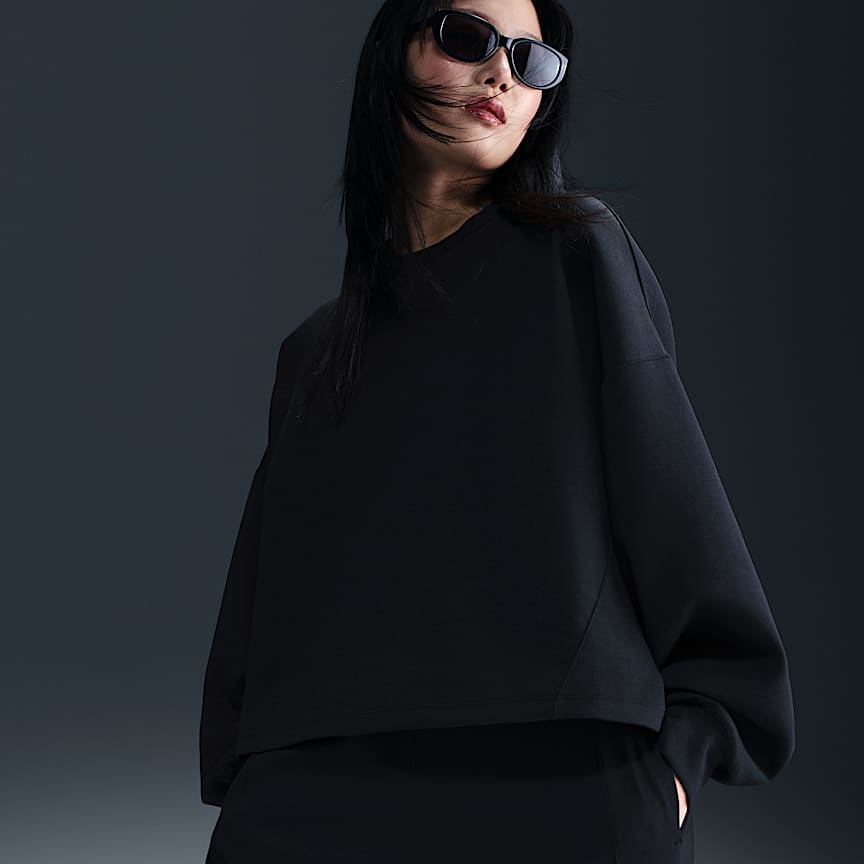 Nike 24.7 ImpossiblySoft Women's Dri-FIT Oversized Crew-Neck Top Black/ Dk Smoke Grey