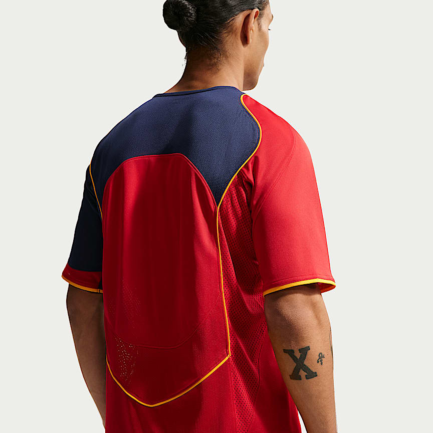 Nike Total 90 Men's Dri-FIT Soccer Jersey Gym Red/ Midnight Navy/ University Gold