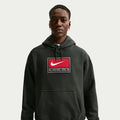 Nike Solo Swoosh Men's Fleece Pullover Hoodie Black Spruce/ White