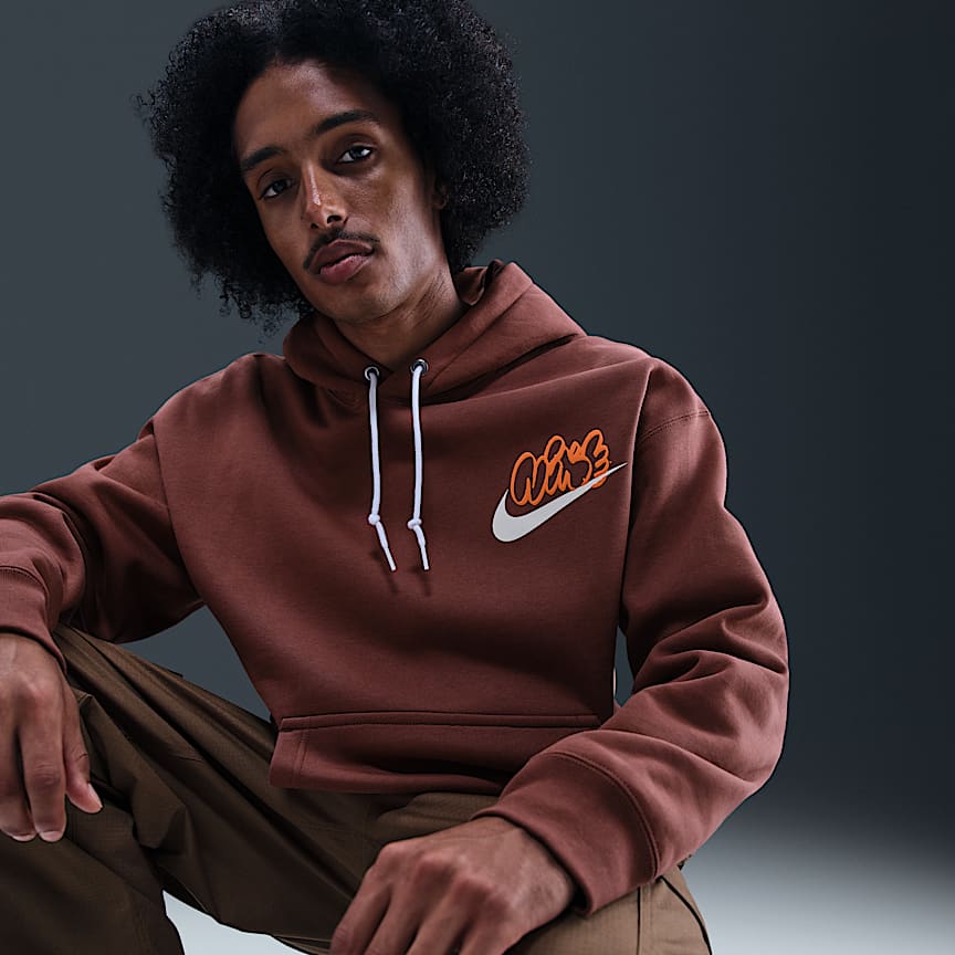 Nike Solo Swoosh Men's Fleece Hoodie Red Sepia