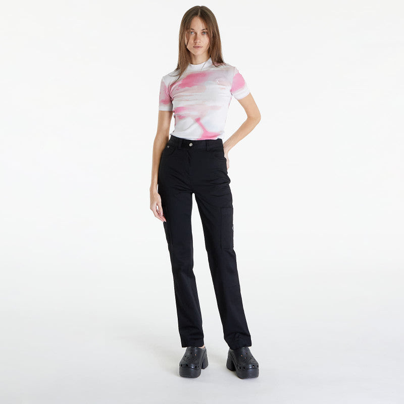 Calvin Klein Jeans Woven Label High Rise Straight Pant Black