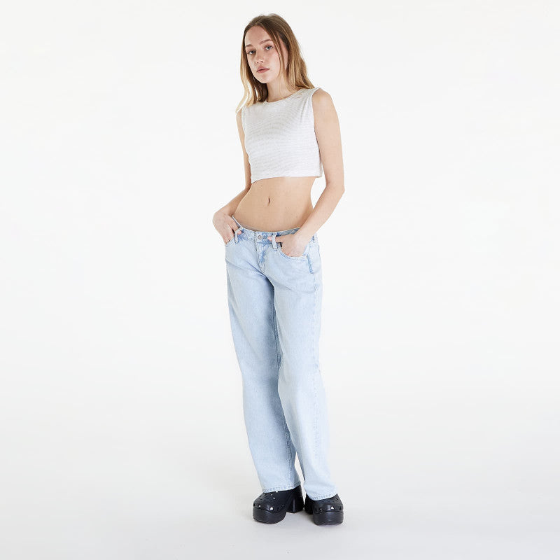 Calvin Klein Jeans Aop Cropped Tank Top Warp Logo White