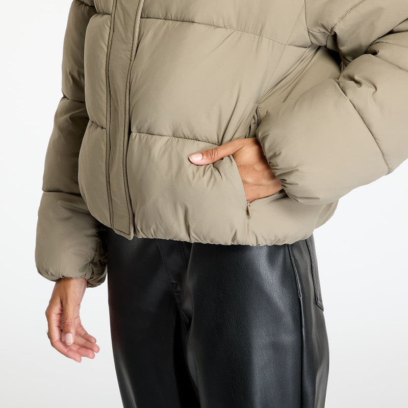 Calvin Klein Jeans Logo Short Hooded Puffer Jacket Gray