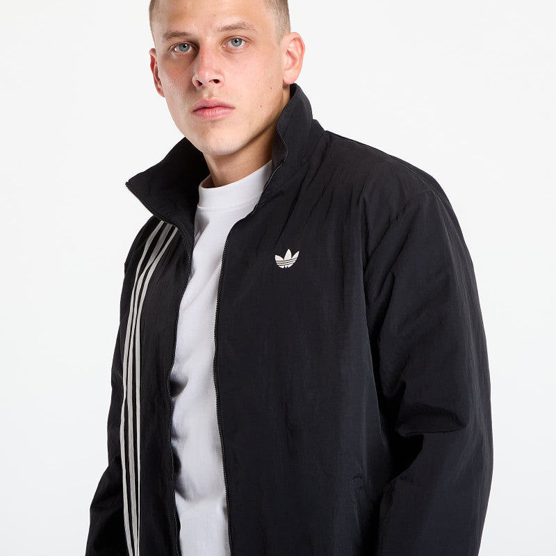 adidas Firebird Front Stripes Woven Track Top Black/ Stone Khaki/ Better Scarlet