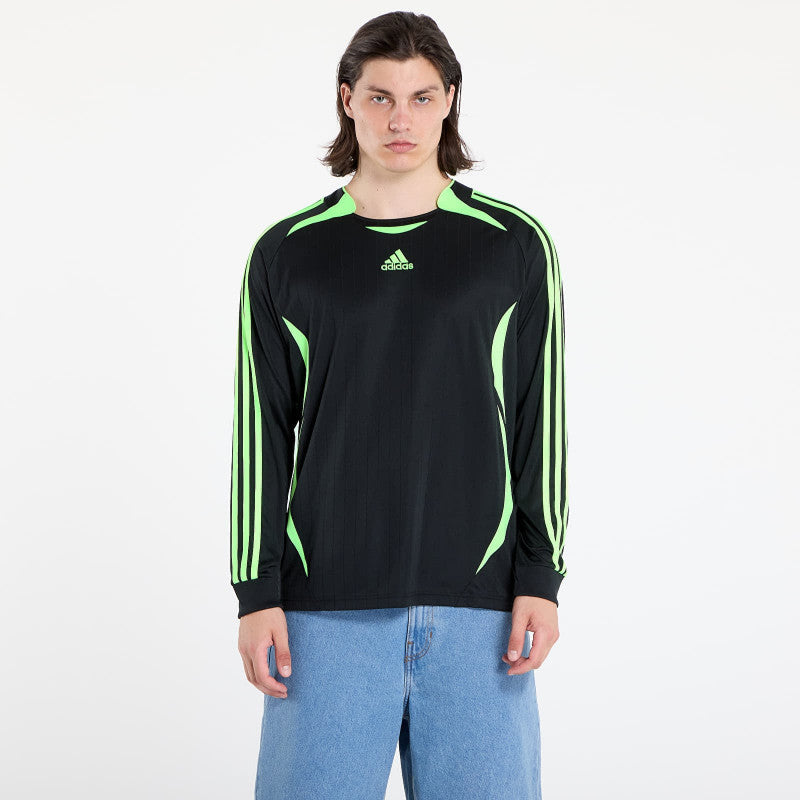 adidas Teamgeist Adicolor Long Sleeve Loose T-Shirt Black / Signal Green