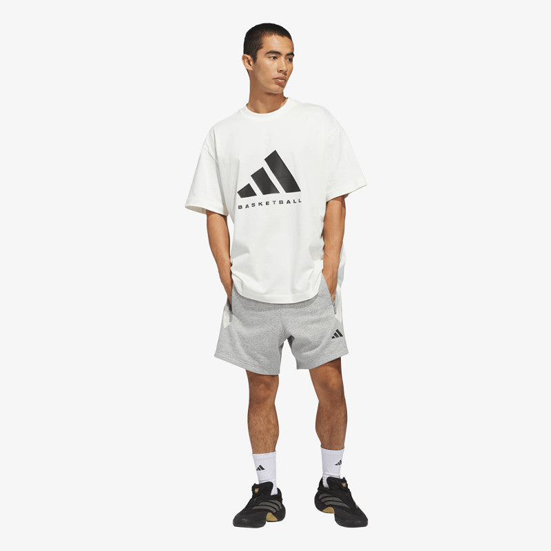 adidas Basketball T-Shirt (Gender Neutral) Off White/ Black