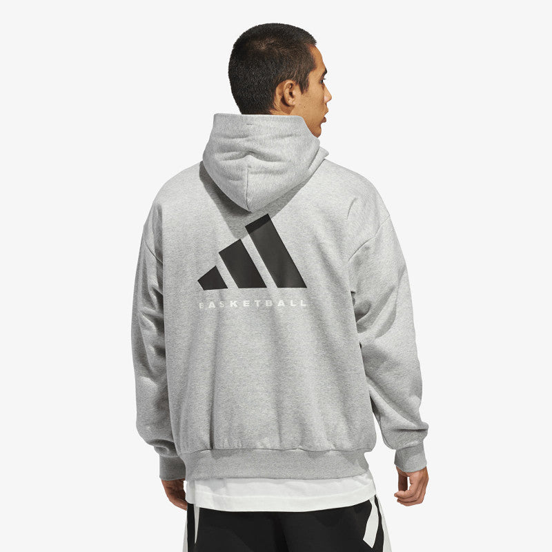 adidas Basketball Fleece Hoodie (Gender Neutral) Medium Grey Heather