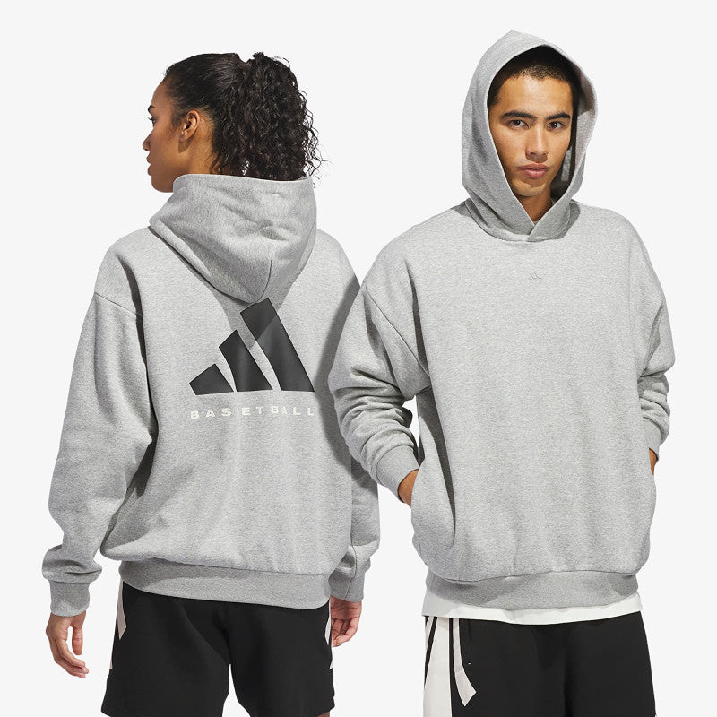 adidas Basketball Fleece Hoodie (Gender Neutral) Medium Grey Heather