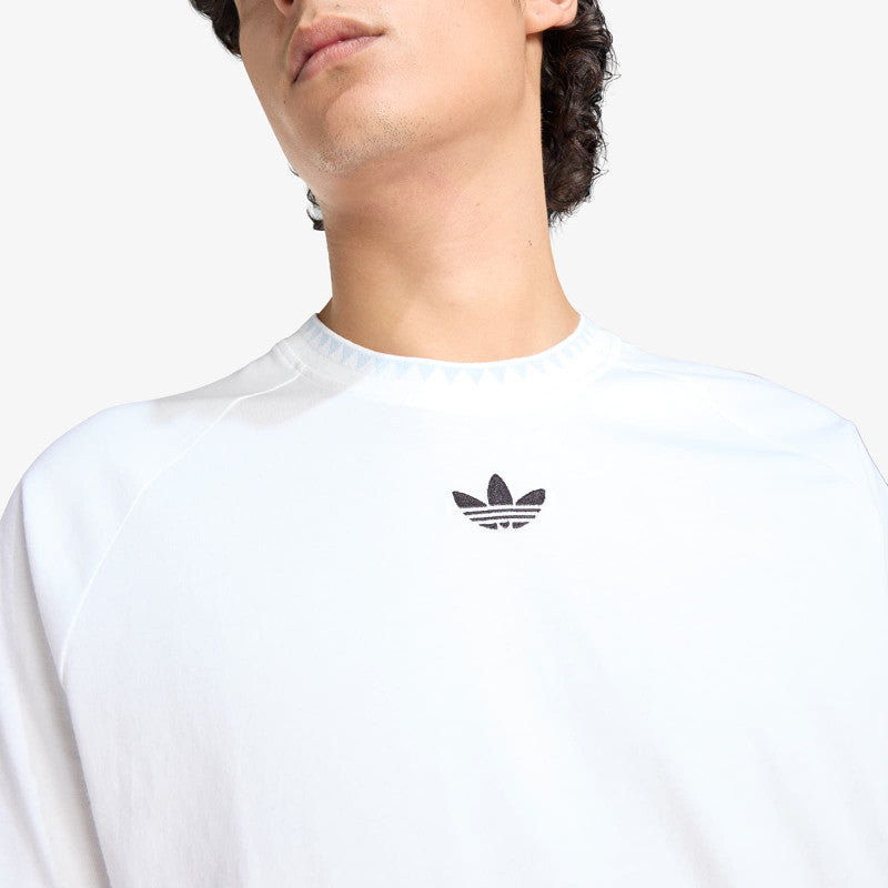 adidas Chest Stripes Engineered Collar T-Shirt White