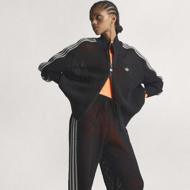 adidas Knitted Crochet Firebird Track Pants Black