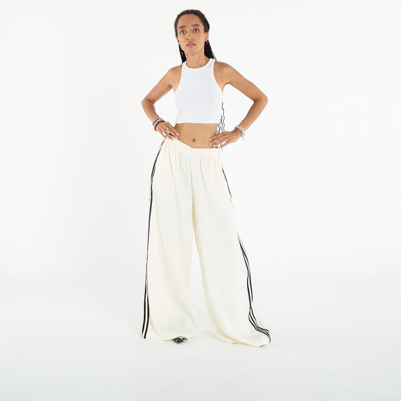 adidas Adicolor Satin Wide Leg Track Joggers Cream White/ Grey Three