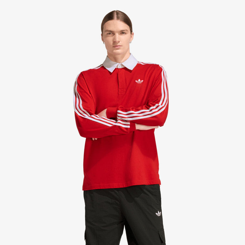 adidas 3-STRIPES Rugby Longsleeve Polo Better Scarlet