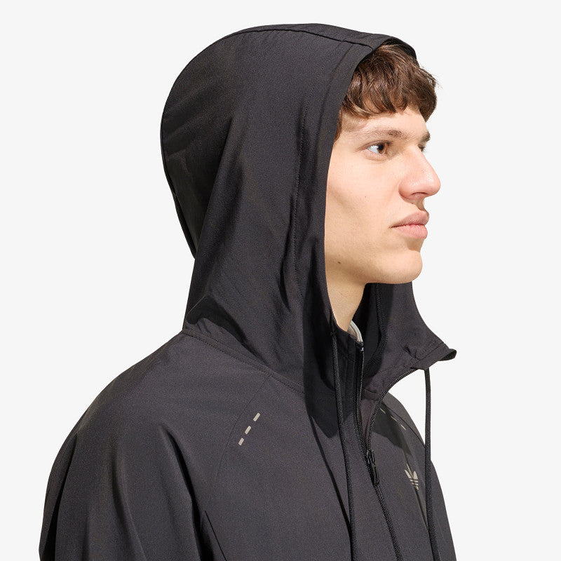 adidas Tech Trefoil Essentials Hooded Full Zip Track Top Black
