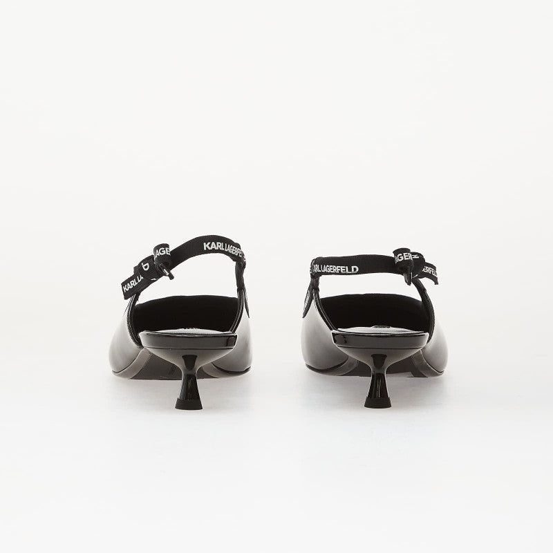 Karl Lagerfeld Jeans Pasha Ribbon Sling Black Patent Lthr