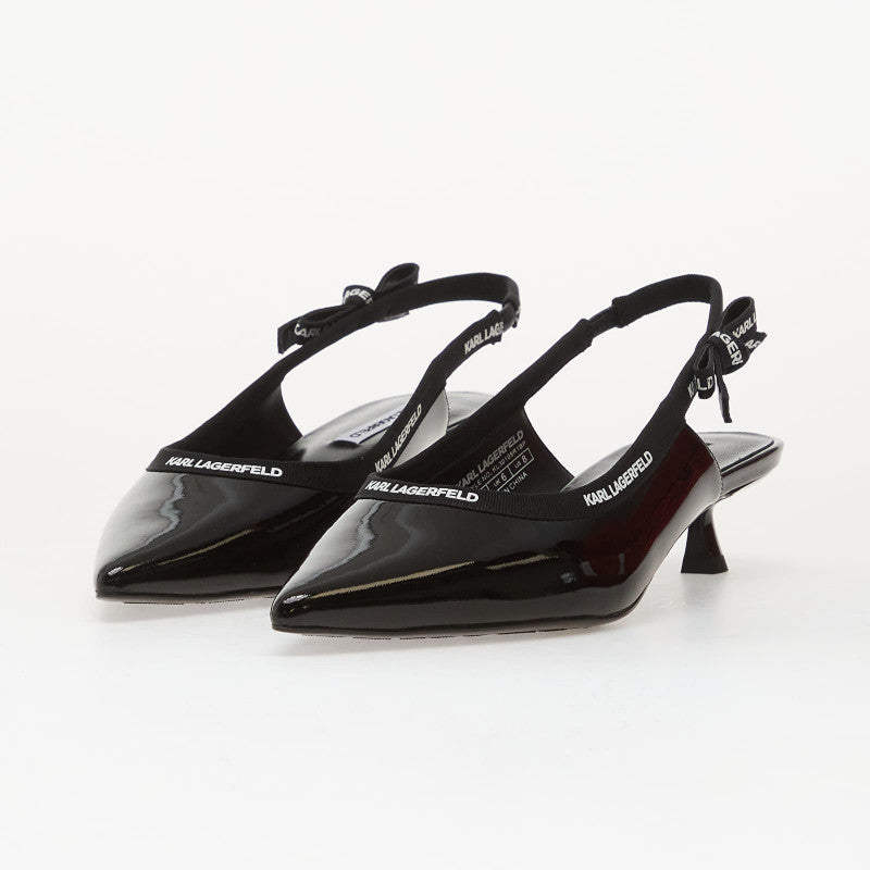 Karl Lagerfeld Jeans Pasha Ribbon Sling Black Patent Lthr