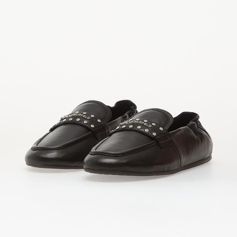 Karl Lagerfeld Jeans Marlee Loafer Studs Saddle Black Lthr w/ Silver