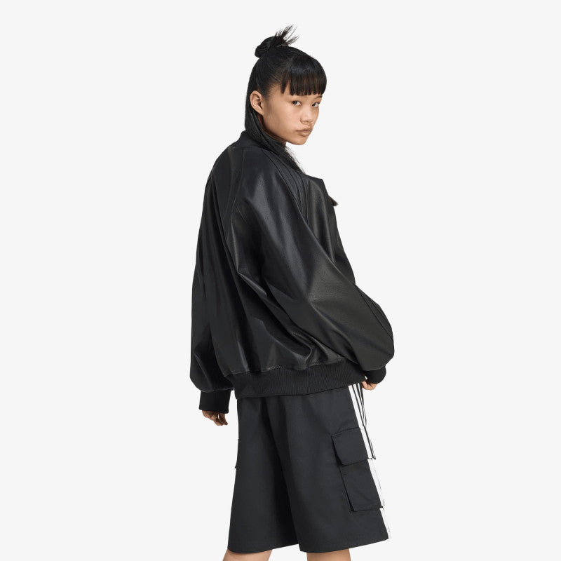 adidas Pleather SST Oversized Track Top Black/ Maroon