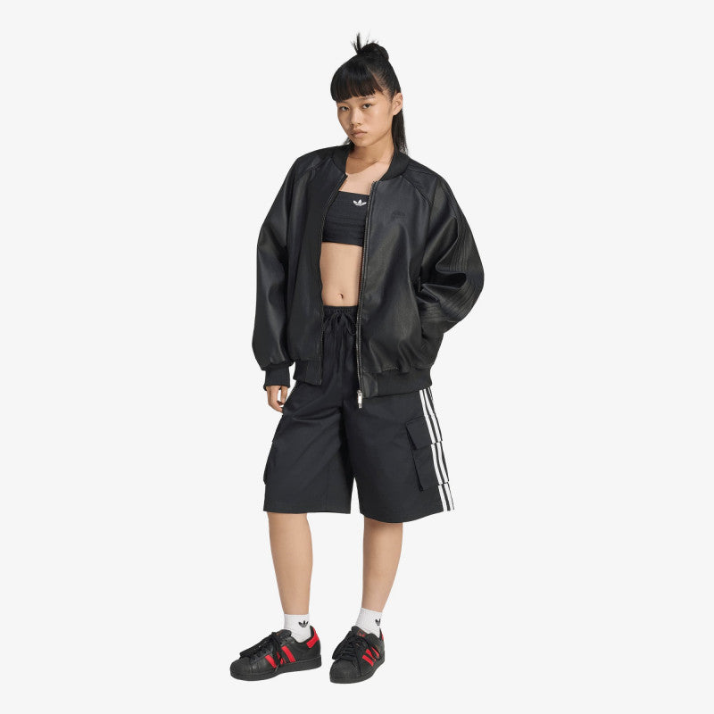 adidas Pleather SST Oversized Track Top Black/ Maroon