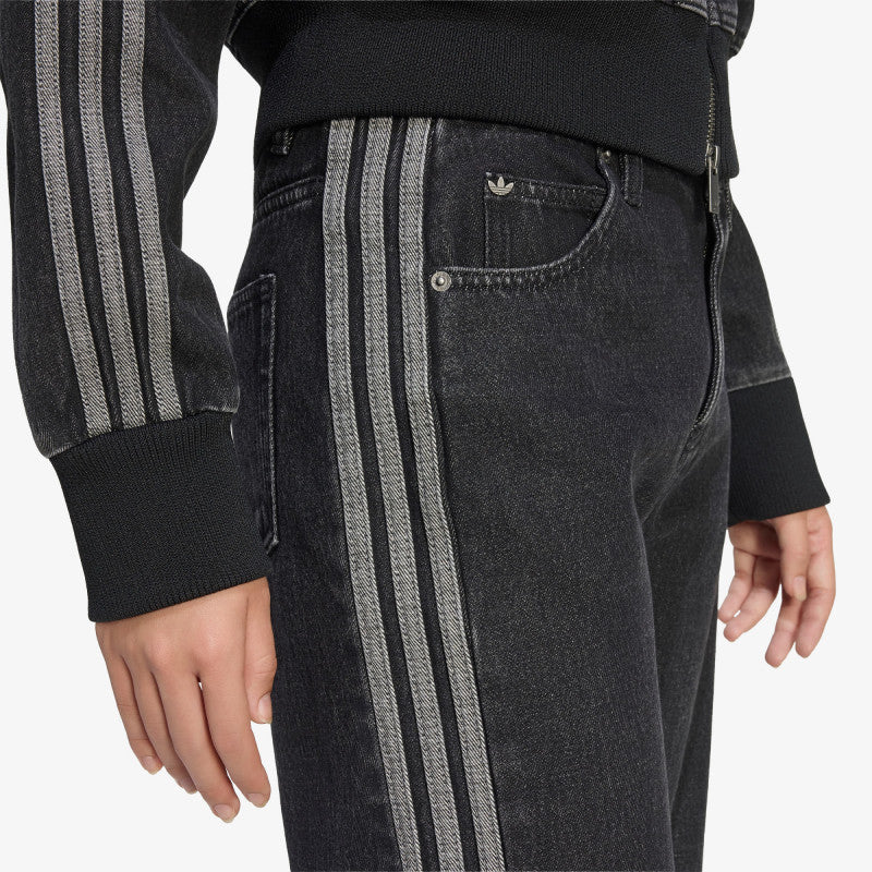 Jeansy adidas Firebird Mid Rise Straight Denim Pant True Black Denim