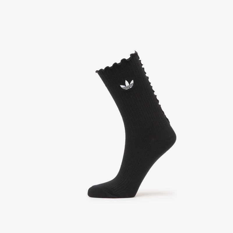adidas Ruffle Crew Socks 2 Pairs Black/ White