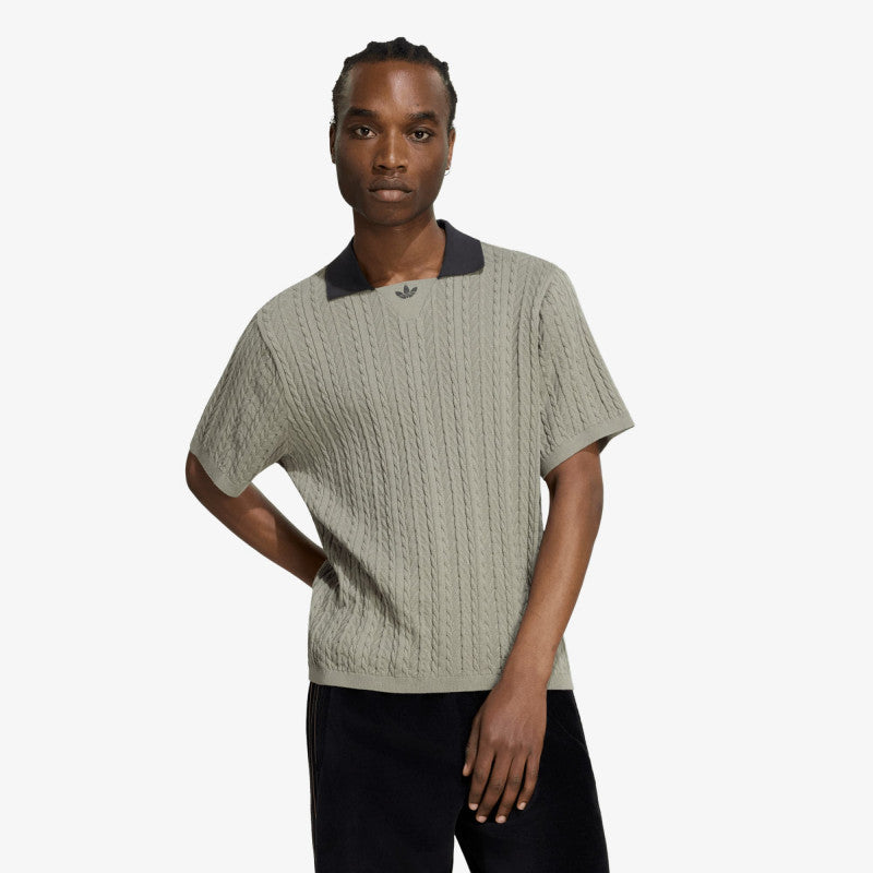adidas Cable Knit Football Jersey Silver Pebble