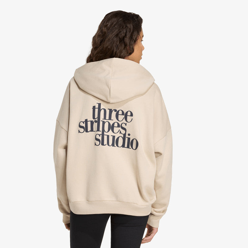 adidas 3 Stripes Studio Hoodie Crystal Linen