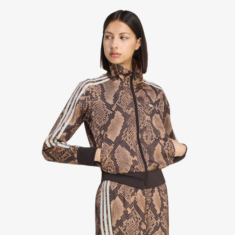 adidas Satin Snake Print Firebird Track Jacket Linen/ Magic Beige