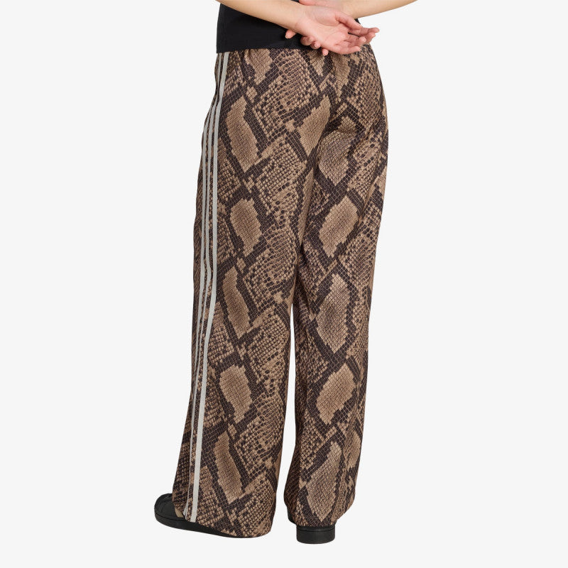 adidas Satin Snake Print Wide Leg Track JOGgers Linen/ Magic Beige
