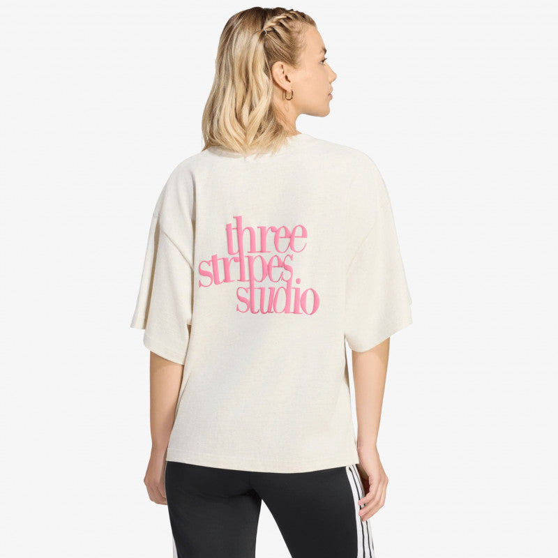 adidas 3-Stripes Studio T-Shirt Chalk White Mel.
