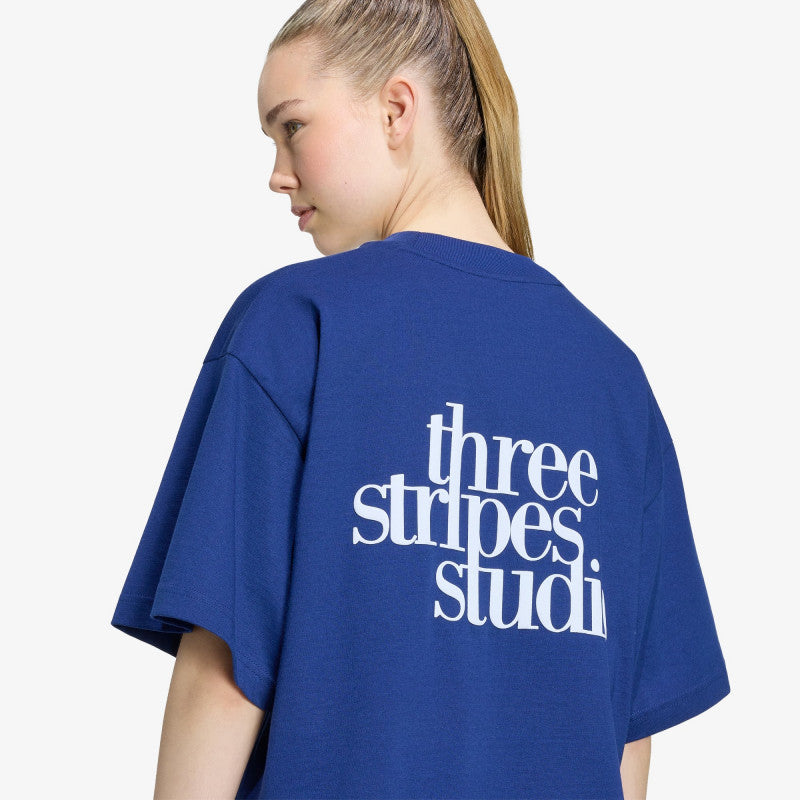 adidas 3 Stripes Studio Boyfriend Tee Dark Blue